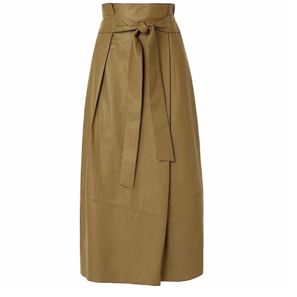 Vince Belted Leather Skirt